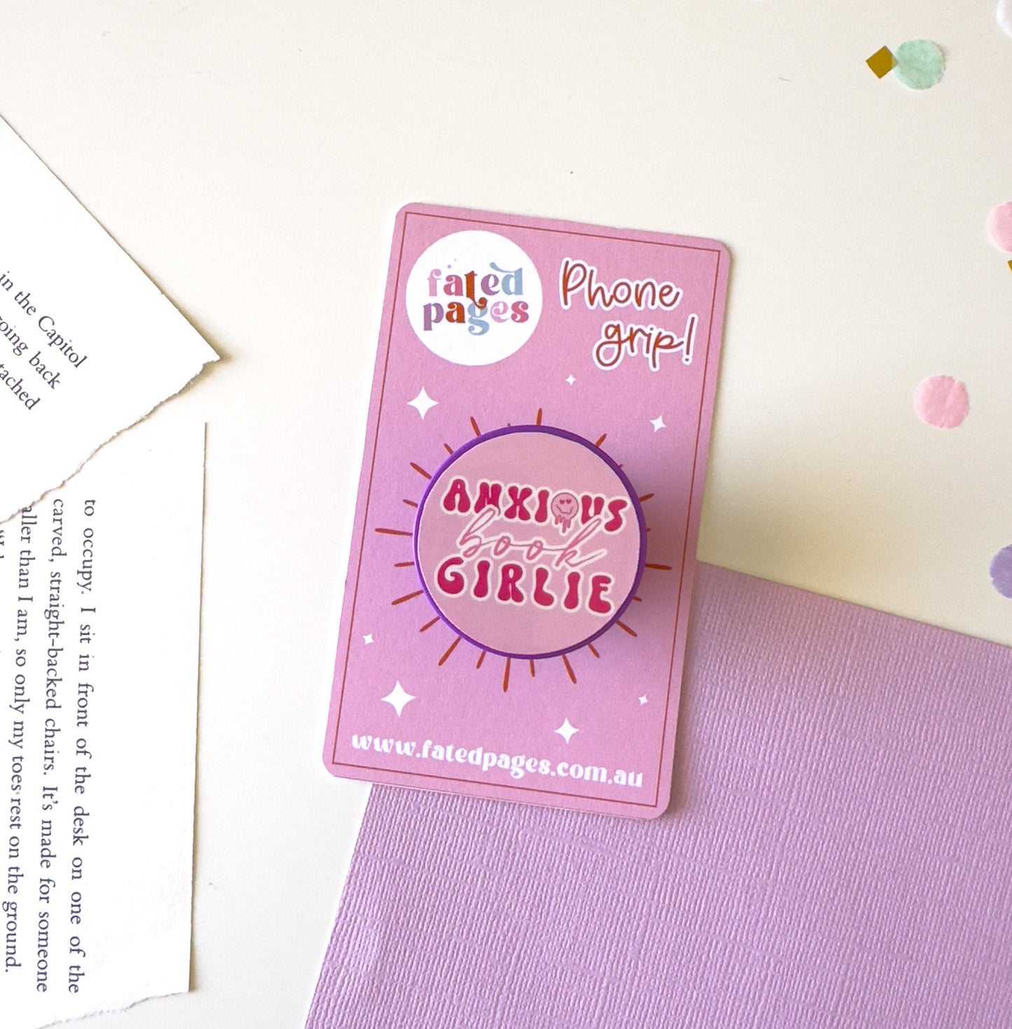 Anxious Book Girlie Bookish Phone Grip