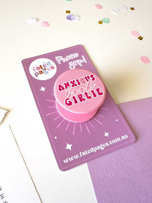 Anxious Book Girlie Bookish Phone Grip