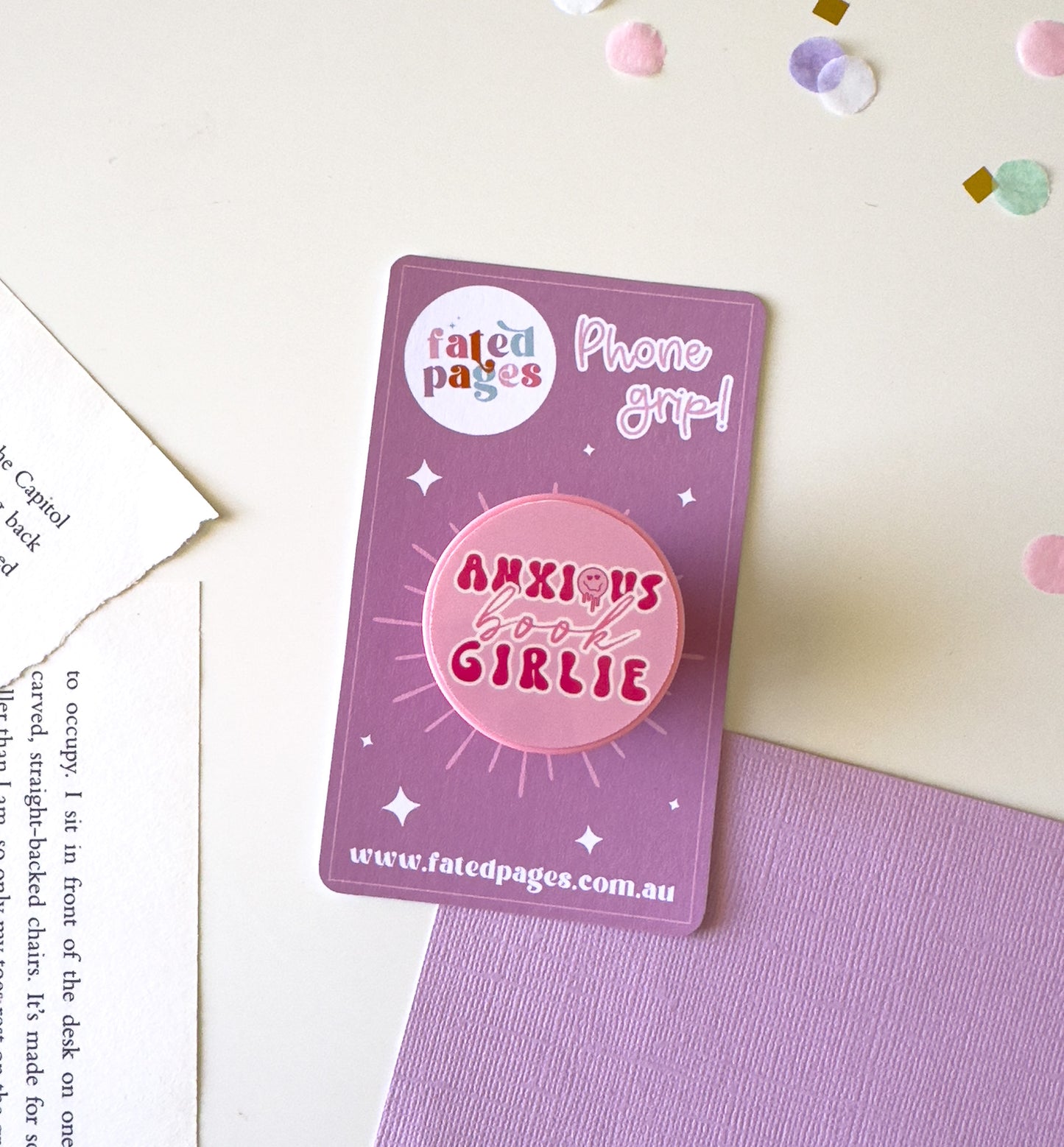 Anxious Book Girlie Bookish Phone Grip