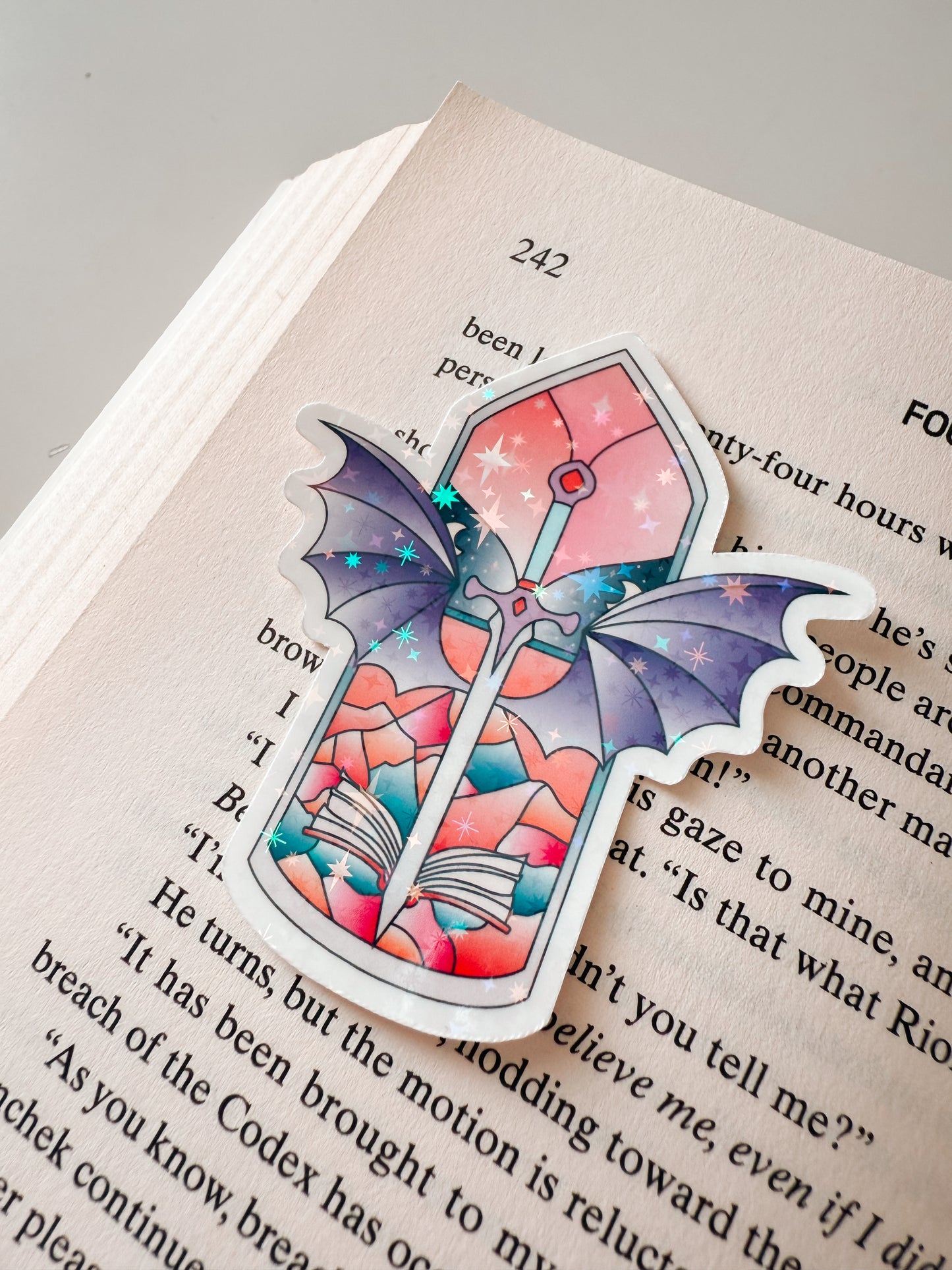 Wings and Books Stained Glass Vinyl Sticker