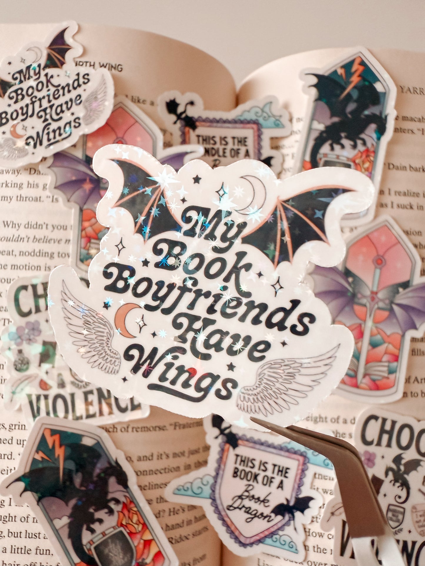 My Book Boyfriends Have Wings Vinyl Sticker