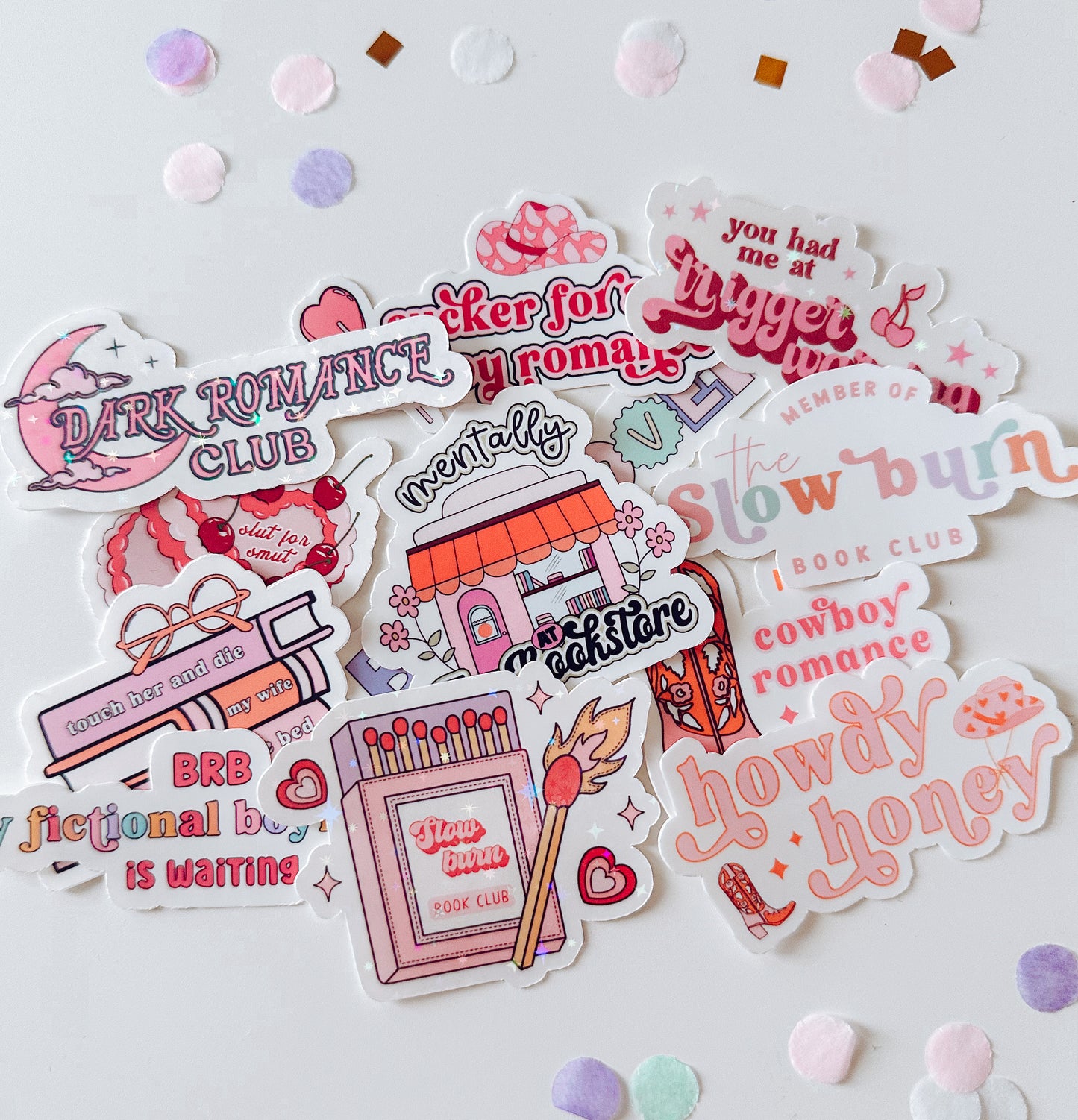 Candy Hearts Romance Book Tropes Vinyl Sticker