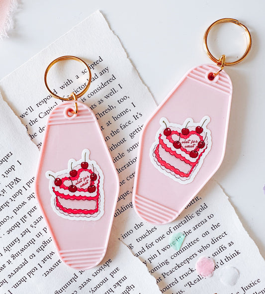 Slut for Smut Vintage Heart Cake Motel Keychain