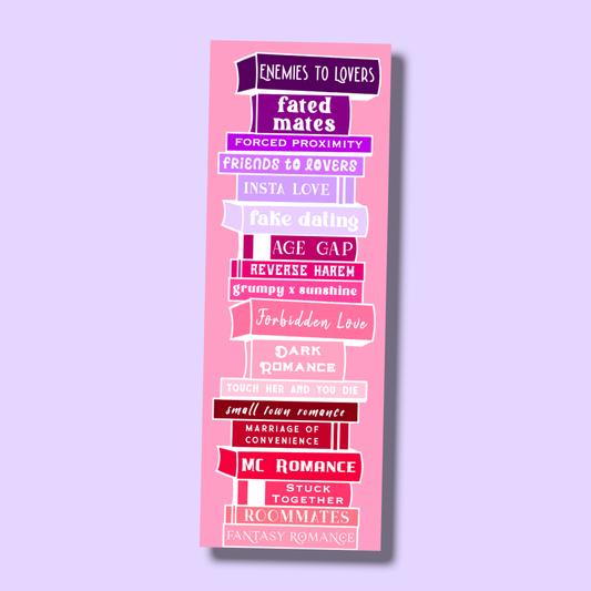 Romance Book Trope Book Stack Cardstock Bookmark